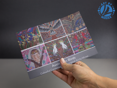Australian Birds Dreaming Contemporary Aboriginal Art A6 PostCard Single by Mirree